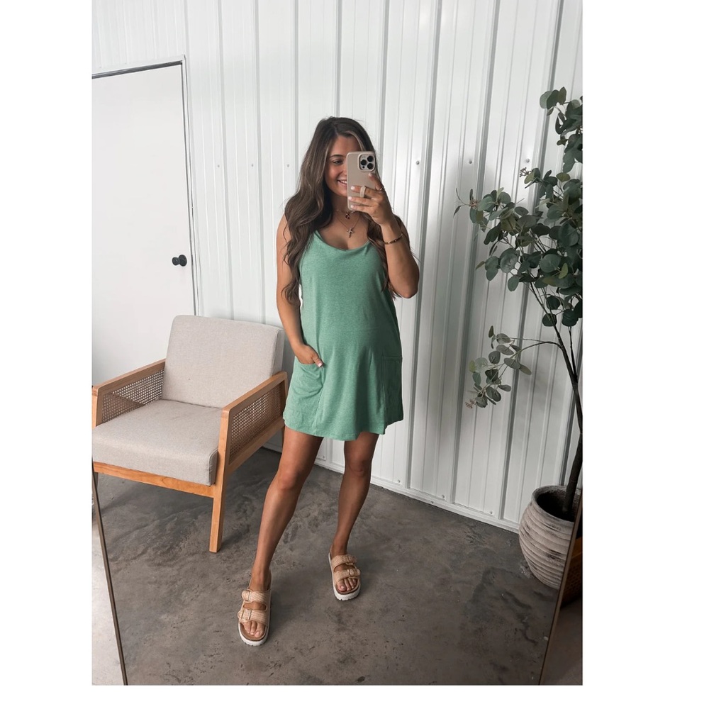 On the daily Romper Dress- Heather Green